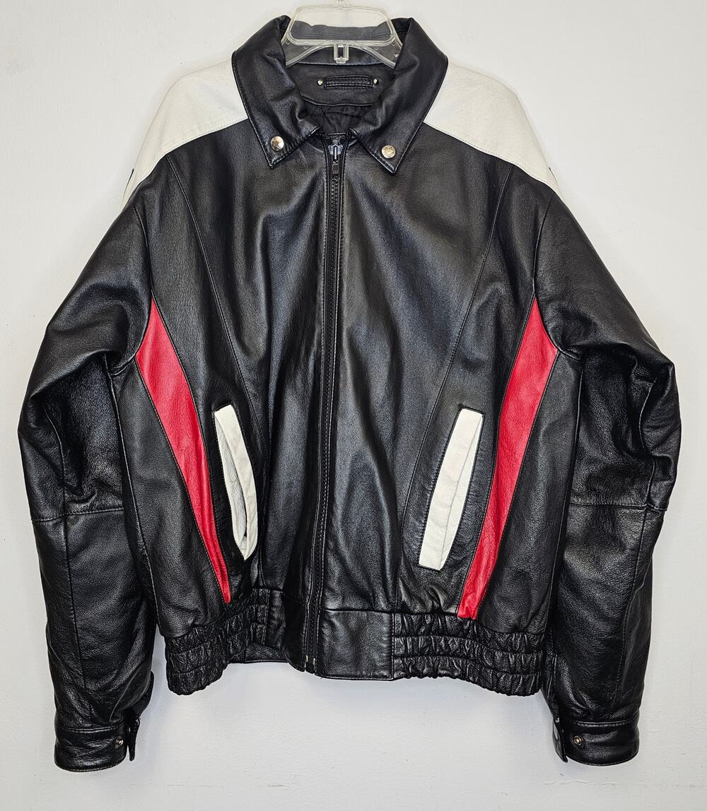 Vintage Wilsons Leather Michael Hoban WHEREMI Patriotic USA Bomber Jacket-Size M